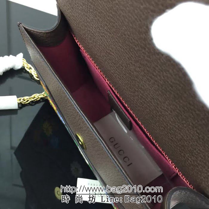 GUCCI古馳原單 新款GUCCI高仿新款專櫃品質高仿原單貨實物實拍499617 啡皮繡花鏈條單肩斜挎包 HY1211